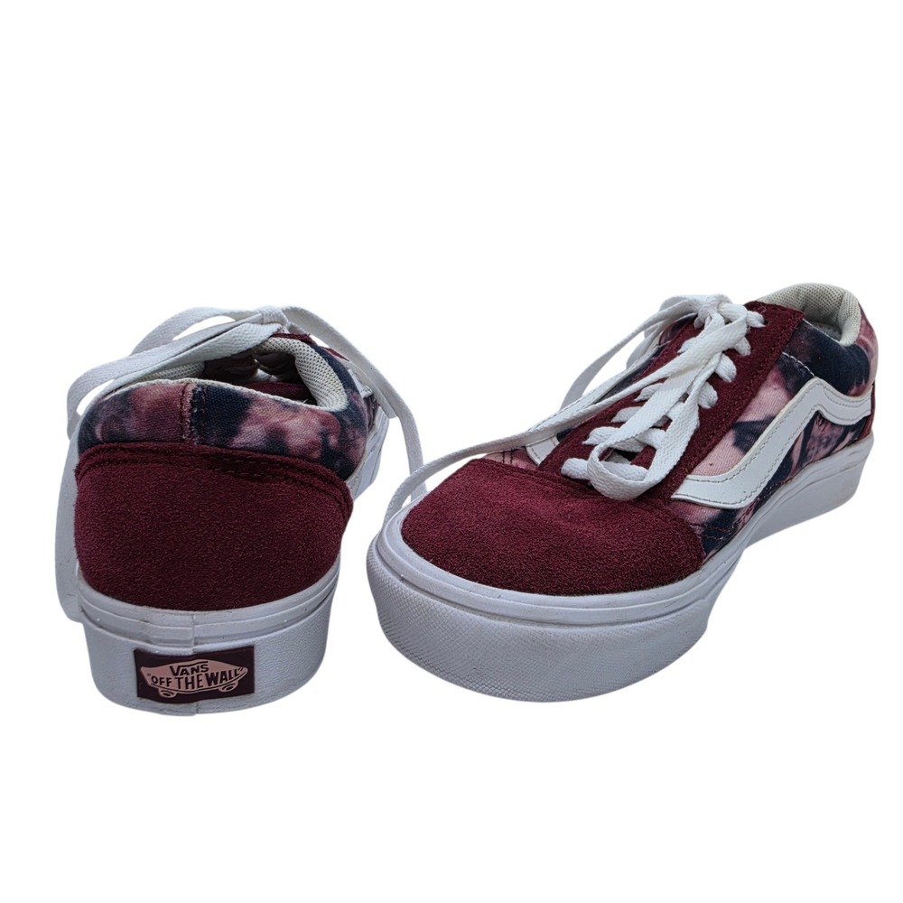 Vans Old Skool ComfyCush Burgundy TieDye Suede Canvas Sneakers Womens 7 Mens 5.5
